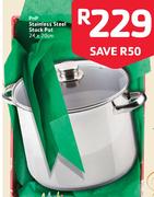 PnP Stainless Steel Stock Pot 24x20Cm