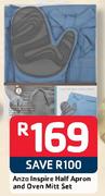 Anzo Inspire Half Apron And Oven Mitt Set