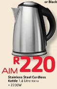 Aim 2200W Stainless Steel COrdless Kettle 1.8 Litre ASK18