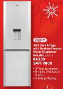 Defy 363L Fridge With Bottom Freezer Water Dispenser Metallic DAC513