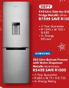 Samsung 360L Bottom Freezer With Water Dispenser Metallic RB29FWRNDSA
