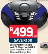 Lenco Portable Radio And CD Player With MP3 SCD37