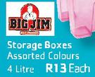 Big Jim Storage Boxes Assorted Colours-4L Each
