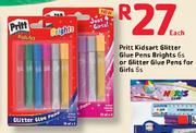Pritt Kidsart Glitter Glue Pens Brights-6's/Glitter Glue Pens For Gilrs-6's Each