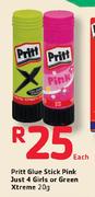 Pritt Glue Stick Pink Just 4 Girls Or Green Xtreme-20g Each