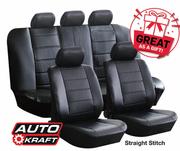 Auto Kraft 9 Pce Straight Stitch Seat Covers Black/Grey FED.SC1842BG