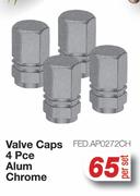 Valve Caps 4 Pce Alum Chrome FED.AP0272CH-Per Set