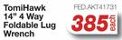 Tomi Hawk 14" 4 Way Foldable Lug Wrench FED.AKT41731-Each