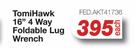 Tomi Hawk 16" 4 Way Foldable Lug Wrench FED.AKT41736-Each