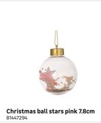 Christmas Ball Stars Pink 7.8 cm-Each