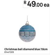 Christmas Ball Diamond Blue 7.8 cm-Each