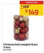Christmas Balls Red/Gold 46Pcs 3-8cm