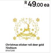 Christmas Sticker Roll Deer Gold 72 x 54 cm