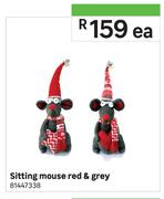 Sitting Mouse Red & Grey-Each