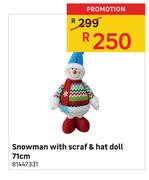 Snowman With Scraf & Hat Doll 71cm
