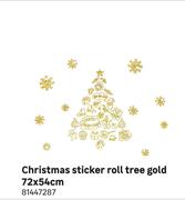 Christmas Sticker Roll Tree Gold 72 x 54 cm