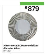 Mirror Metal Roma Round Silver Diameter 66cm
