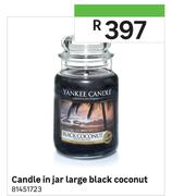 Candle In Jar Large Black Coconut