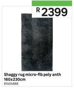 Shaggy Rug Micro-Fib Poly Anth 160 x 230cm