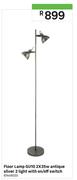 Floor Lamp GU10 2x35w Antique Silver 2 Light With On/ Off Switch