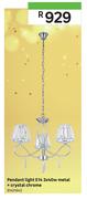 Pendant Light E14 3x40w Metal + Crystal Chrome