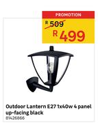Outdoor Lantern 4 Panel Up-Facing Black E27 1X40W