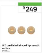 LED Candle Ball Shaped 3 Pcs Rustic Surface
