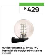 Outdoor Lantern PVC Base With Clear Polycarbonate Lens E27 1X40W