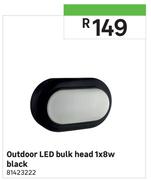 Outdoor LED Bulk Head 1X8W Black