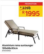 Aluminium Roma Sunlounger 195 x 66 x 93cm