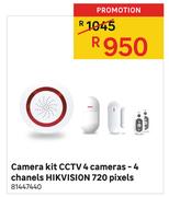 Hikvision 720 Pixels Camera Kit CCTV 4 Cameras-4 Chanels