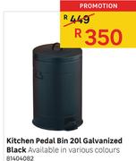 Kitchen Pedal Bin 20Ltr Galvanized Black