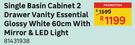 Single Basin Cabinet 2 Drawer Vanity Essential Glossy White 60cm With Mirror & LED Light