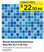 Mosaic Reconstituted Glass Blue Mix 32.7 X 32.7cm-Each