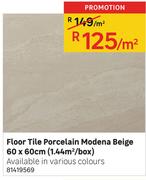 Floor Tile Porcelain Modena Beige 60 x 60cm (1.44 Sqm/Box)-per Sqm
