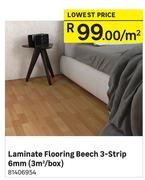 Laminate Flooring Beech 3 Strip 6mm(3Sqm/Box)-Per Sqm