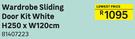 Wardrobe Sliding Door Kit White H250 X W120cm