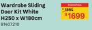 Wardrobe Sliding Door Kit White H250 X W180cm