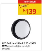 LED Bulkhead Black 220-240V 15W