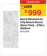 Board Malamine On Chip Bianco Stucco 16mm Thick-2750 x 1830mm