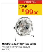 Mini Metal Fan 10cm 15W Silver 