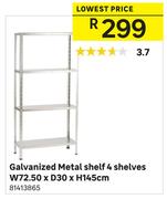 Galvanized Metal Shelf  Shelves W72.50 x D30 x H145cm