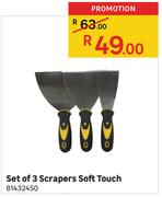 Set Of 3 Scrapers Soft Touch