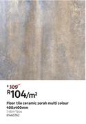 Floor Tile Ceramic Zorah Multi Colour-400 x 400mm Per Sqm