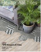 Hexagon Tile Ceramic Cement Malta-220 x 250mm Per Pack Of 3 Tiles