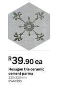 Hexagon Tile Ceramic Cement Parma-220 x 250mm Each