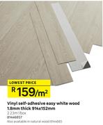 Vinyl Self Adhesive Easy White Wood 1.8mm Thick-914 x 152mm Per Sqm