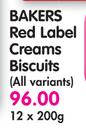 Bakers Red Label Creams Biscuits (All Variants)-12 x 200g