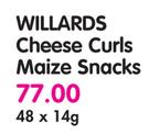 Willards Cheese Curls Maize Snacks-48 x 14g