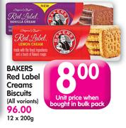 Bakers Red Label Creams Biscuits (All Variants)-12 x 200g